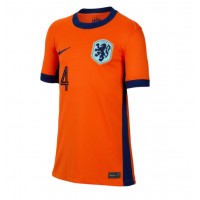 Camiseta Países Bajos Virgil van Dijk #4 Primera Equipación Replica Eurocopa 2024 para mujer mangas cortas